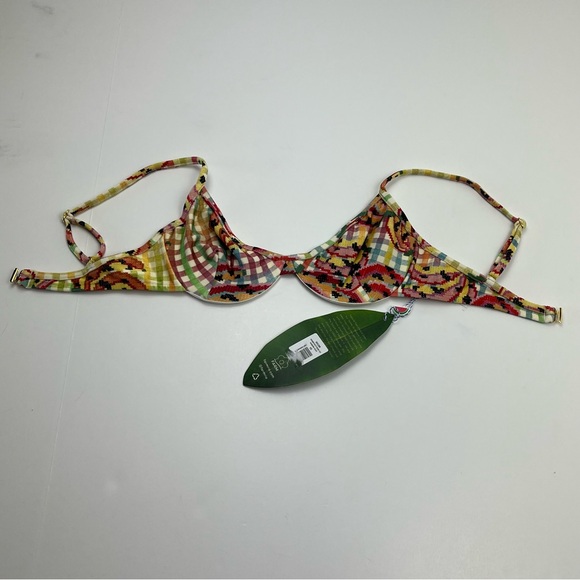 Farm Rio‎ Banana Vichy Swim Bikini Top Womens Size XS Summer Vacation NEW - Picture 2 of 12